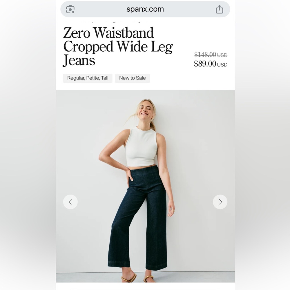 SPANX Dark Blue Wide Leg Cropped Pants